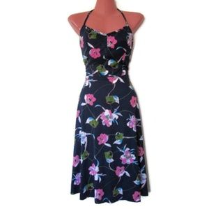 1970s vintage blue halter bullet bra midi dress